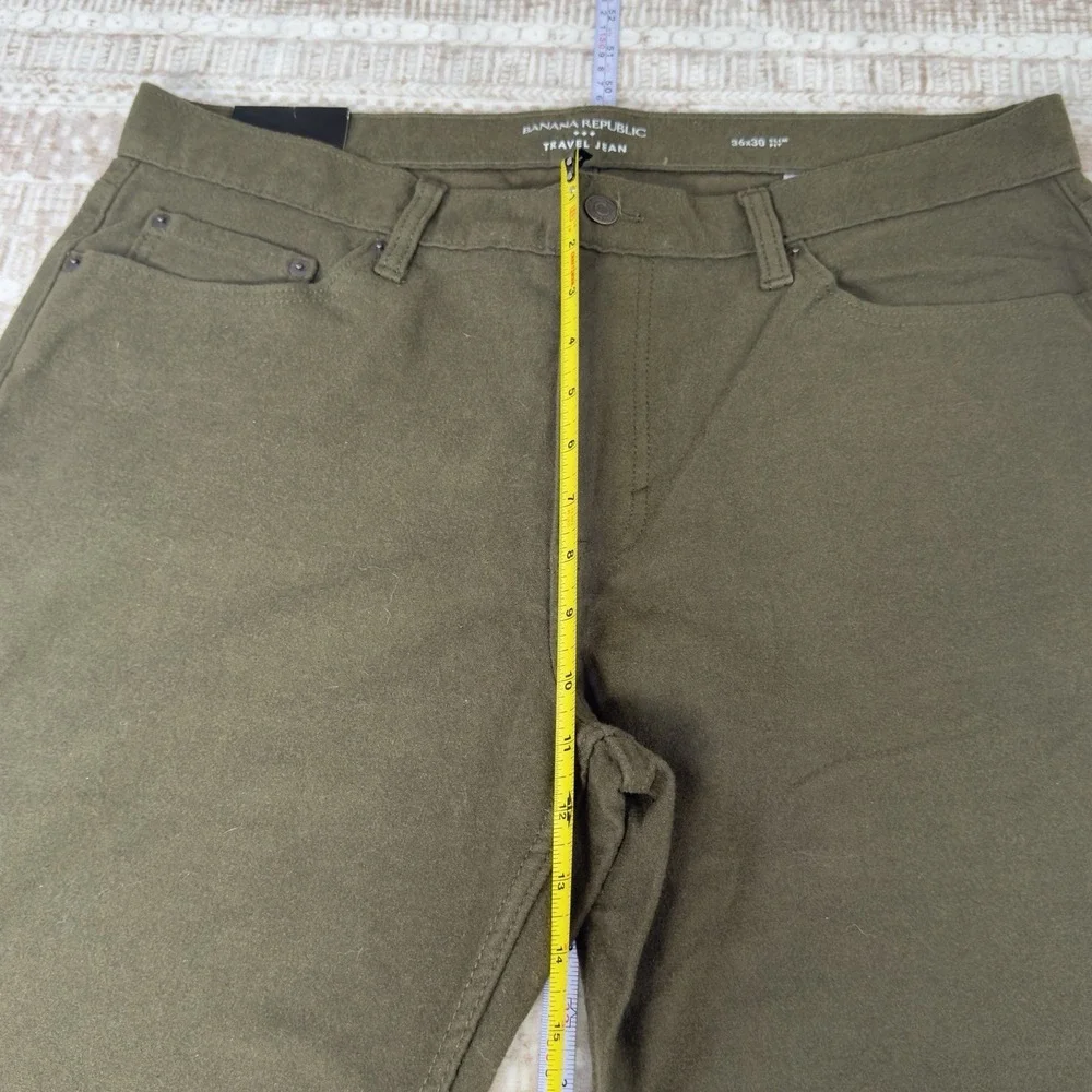 NEW Banana Republic Travel Jean Men's 36 x 30 Olive Green Slim Fit Stretch